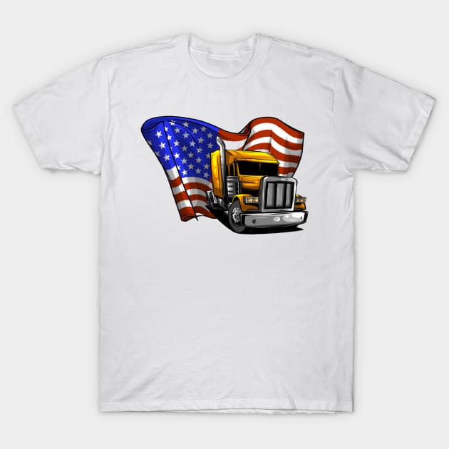 Truck driver Patriotic USA American T-Shirt by GAGO5